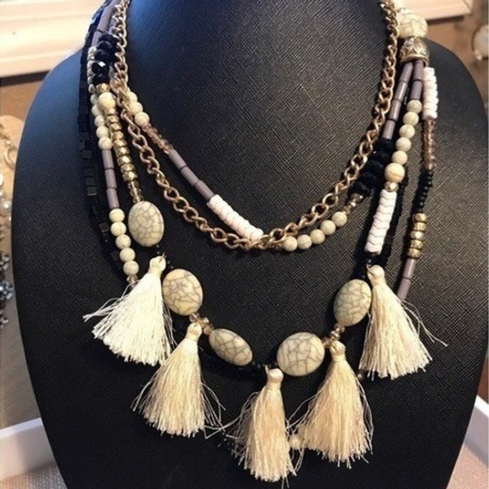 Plunder‎ Tassel Multi-Strand Necklace Beaded